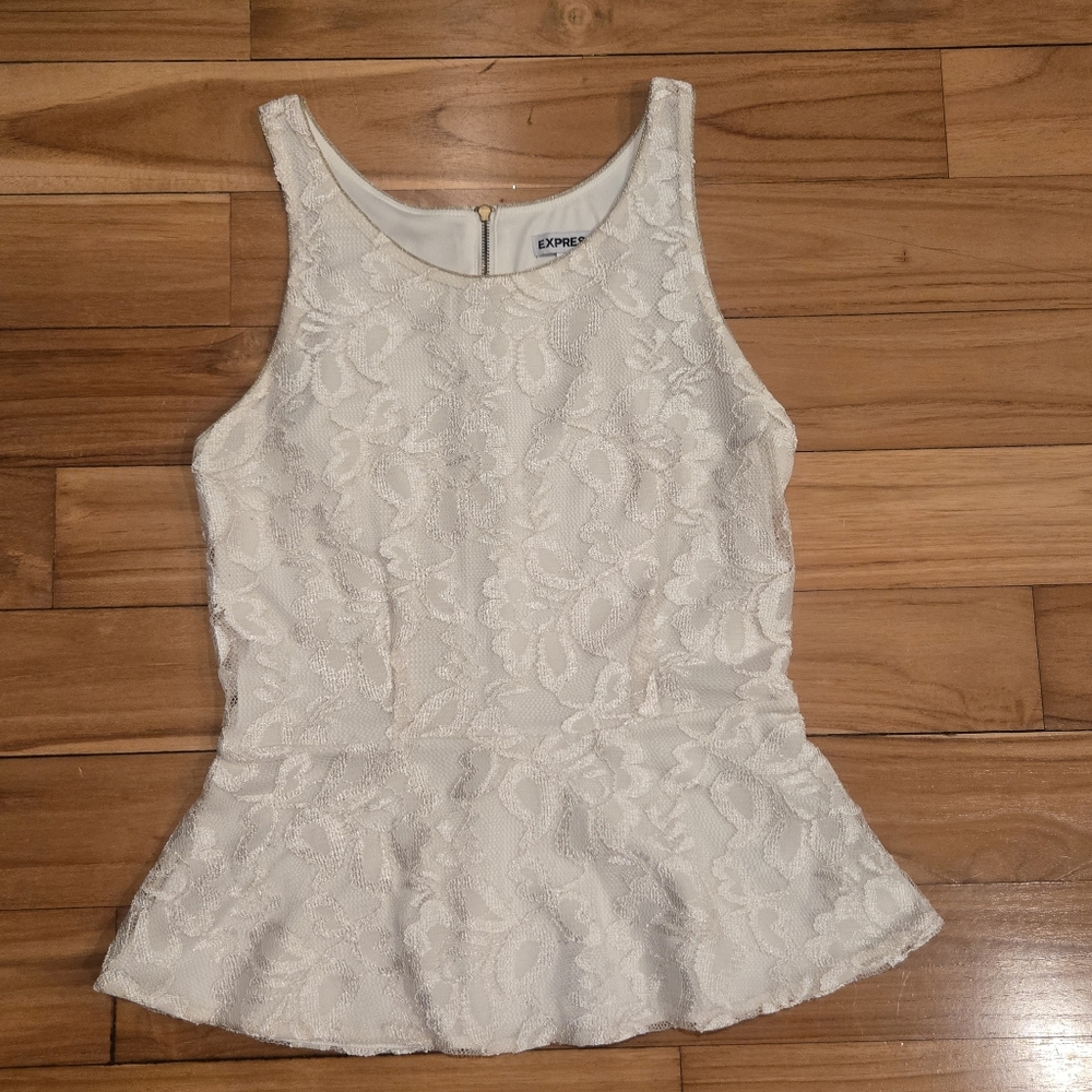 White Lace Peplum Top